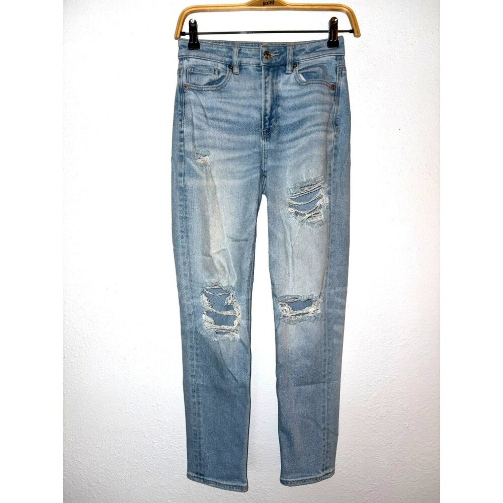 American Eagle Mom Straight Jean Cropped Light Wash Size 00